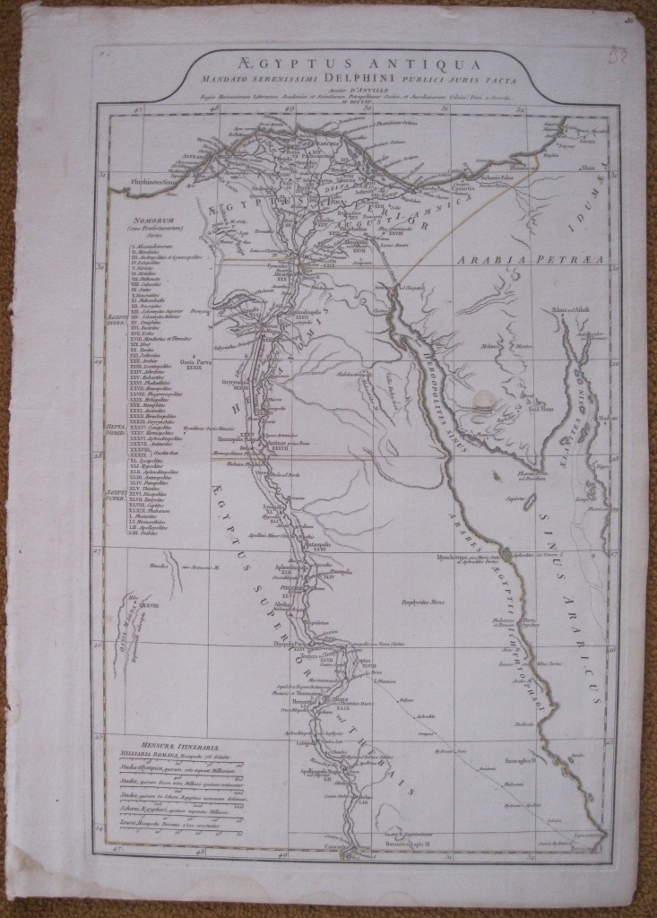 Mapa del antiguo Egipto,1765, Anville.